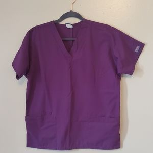 Cherokee V Neck Small Scrub Top, Eggplant color.